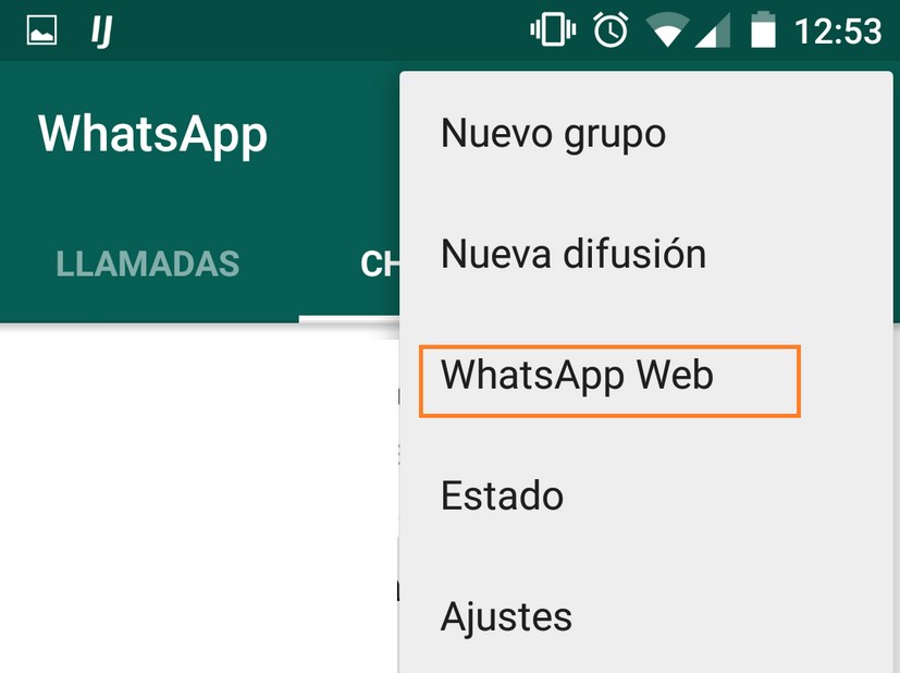 whatsapp web opción android